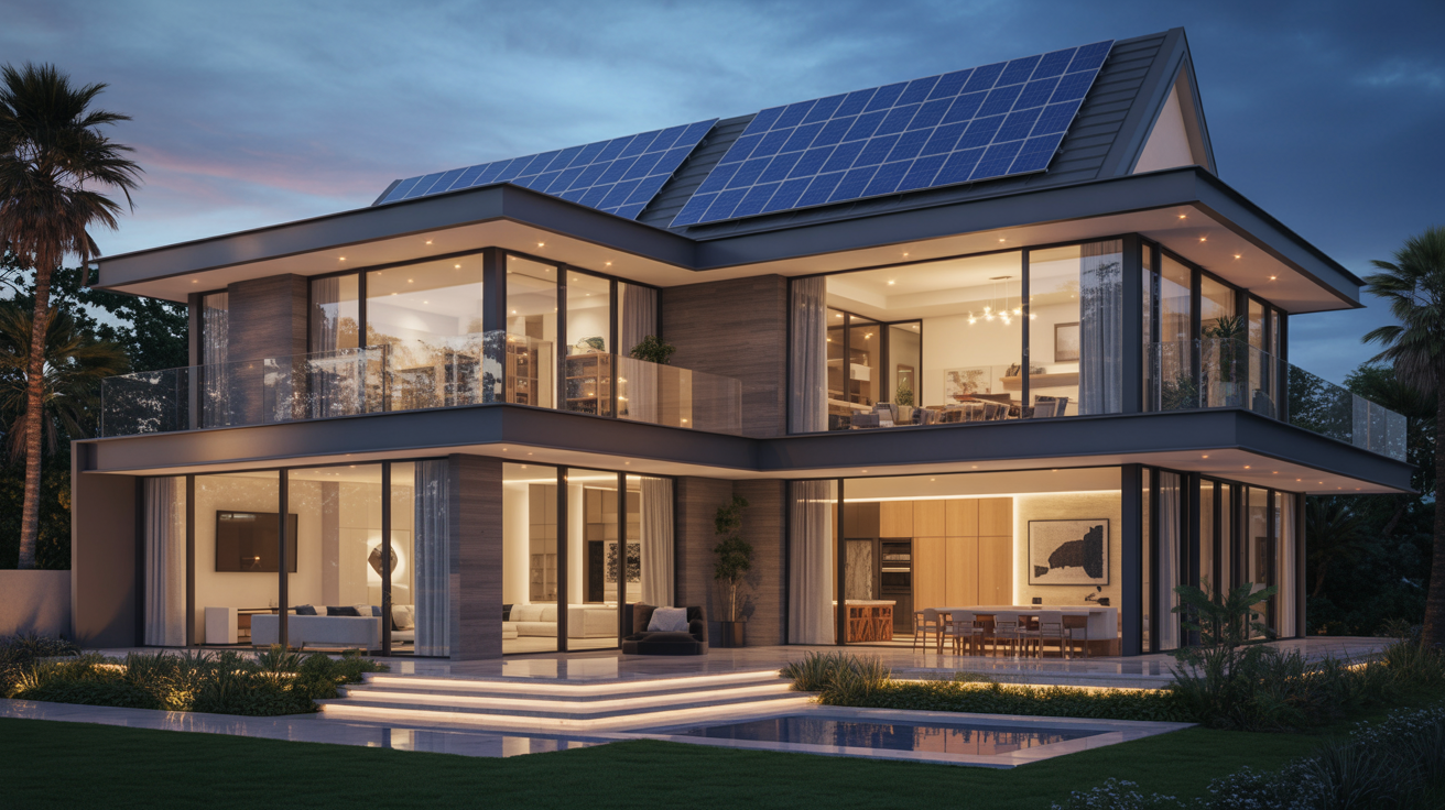 Luxury home with solar panels